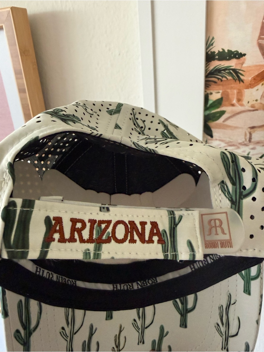 Robin Ruth Arizona White Baseball Cap with Green Cactus Print - Picture 5 of 5